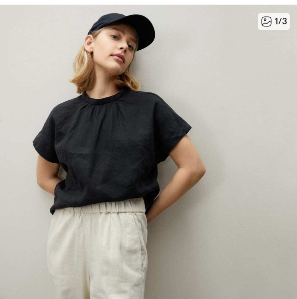 Everlane Black Linen Top